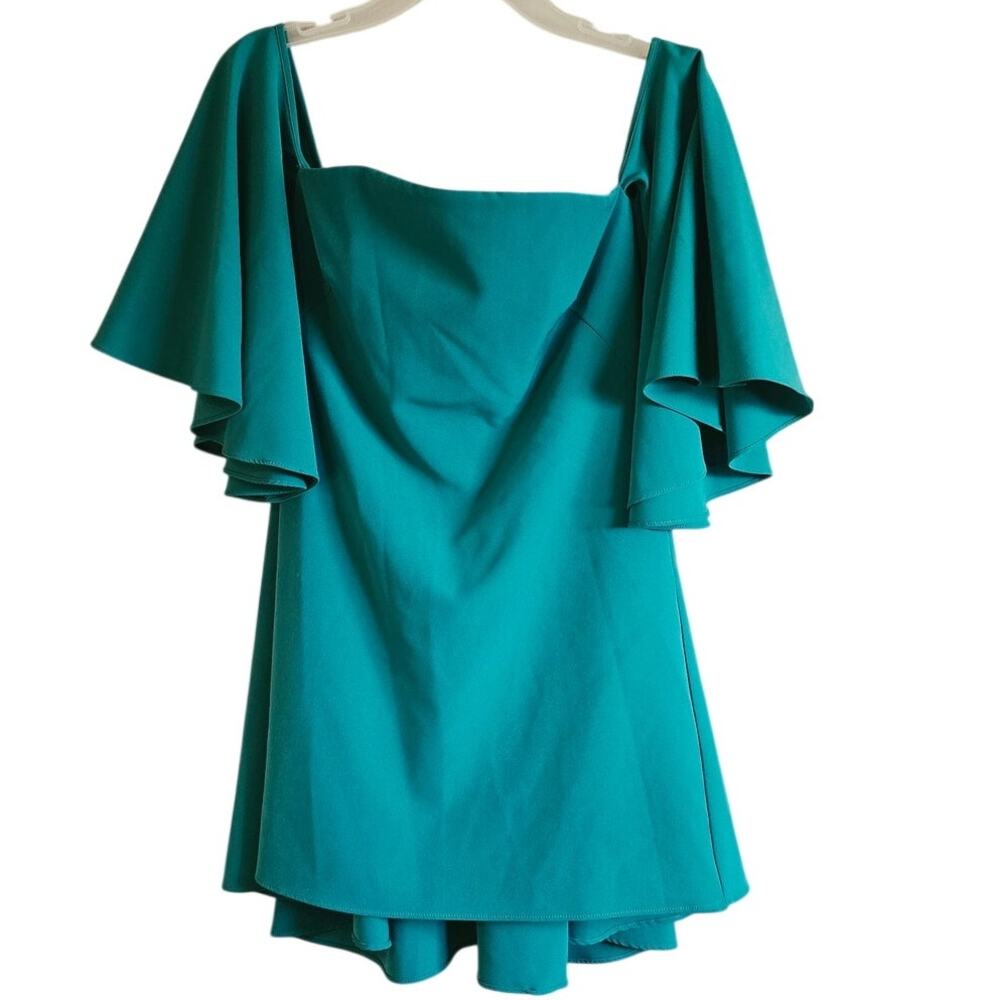 Milly green blouson off shoulder mini dress size 2